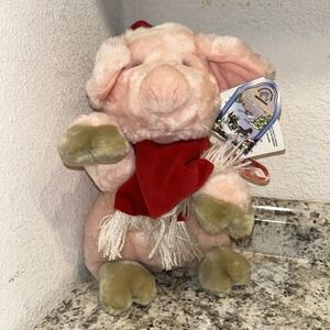 CHRISTMAS MUSICAL PLUSH PIG! STANDS APPROX. 12" TALL -‎ ALL TAGS ATTACHED P1